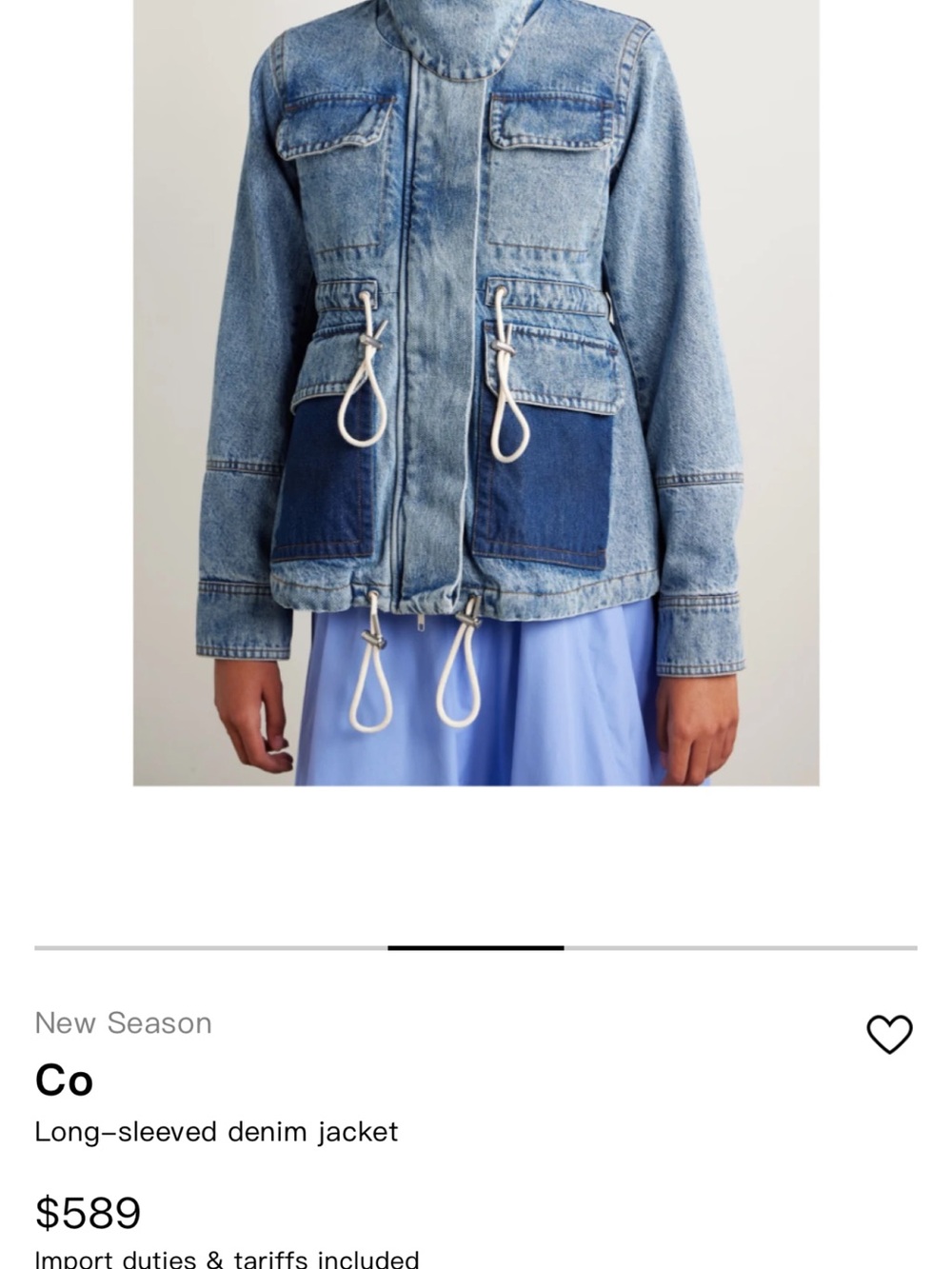 Co Two-Tone Blue Denim Drawcord Jacket